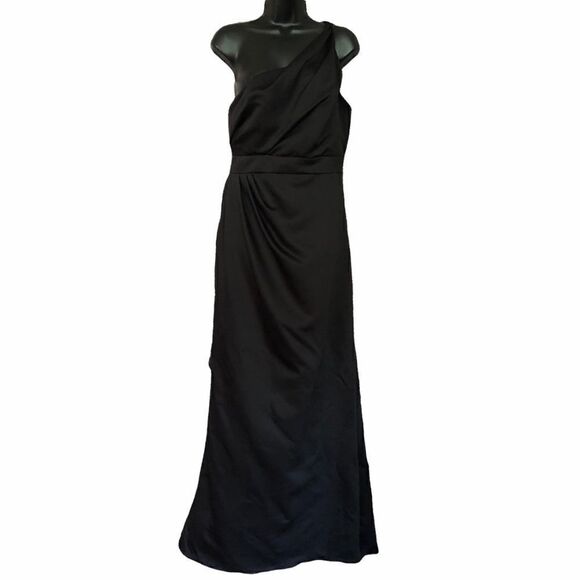 Jim Helm Occassion Formal Black Gown One Shoulder size 12 Vintage Fits like 4 - Picture 1 of 12